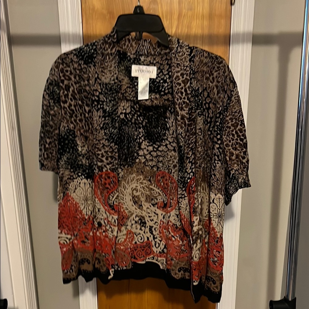 Studio I Black and Brown Cardigan Sweater